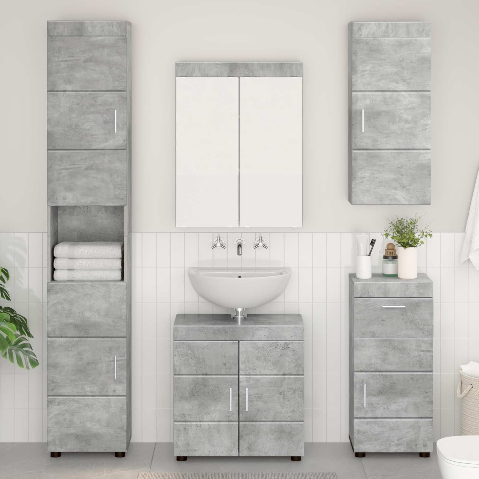 vidaXL Badezimmer-Wandschrank TULUM Beton Grau 37 x 24,5 x 86 cm