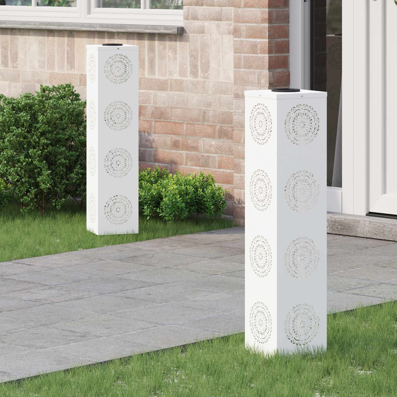 vidaXL Solar LED Weg Licht 2 pcs Warmes Weiß 18 x 18 x 80 cm