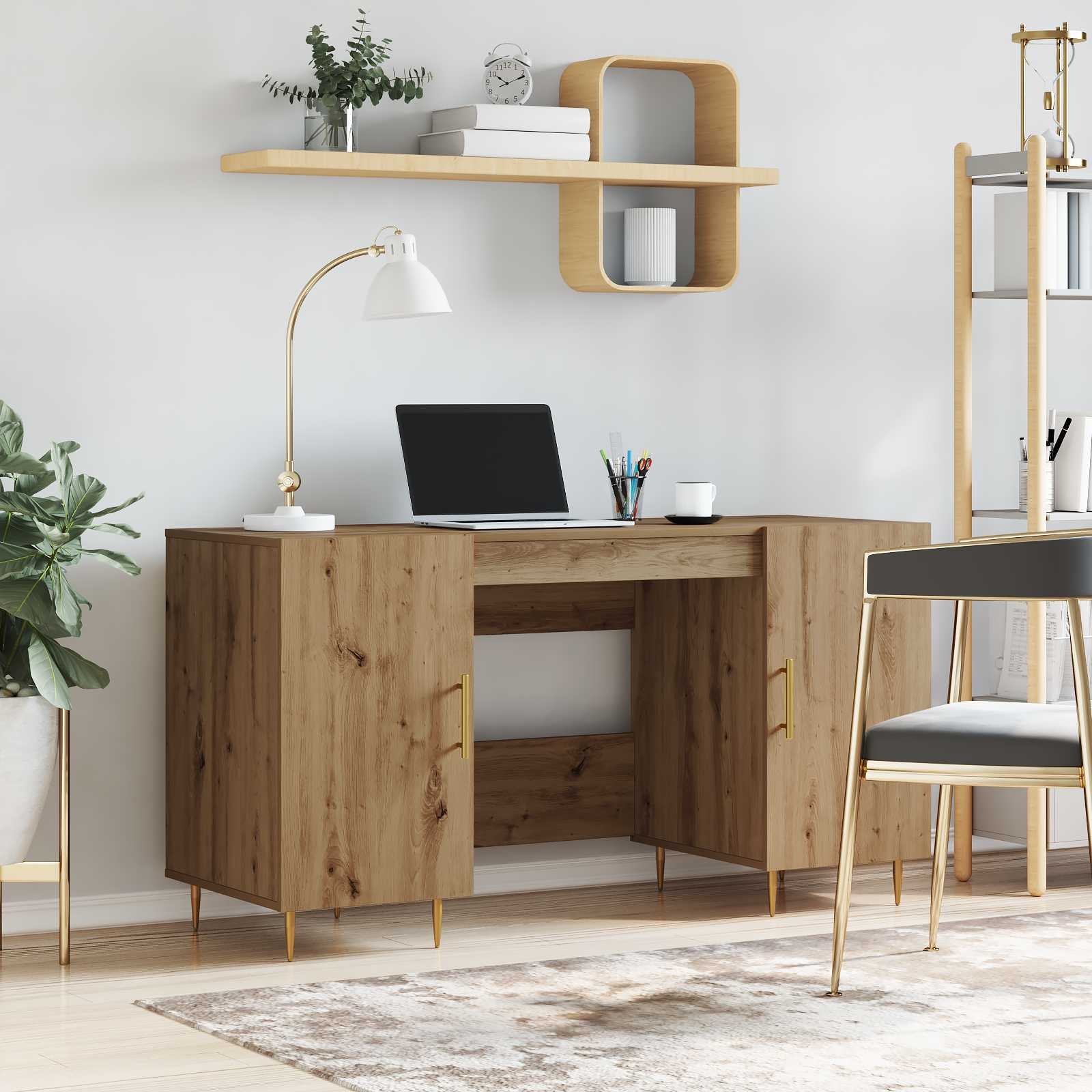 vidaXL Schreibtisch Artisan-Eiche Holzwerkstoff 140 x 50 x 75 cm