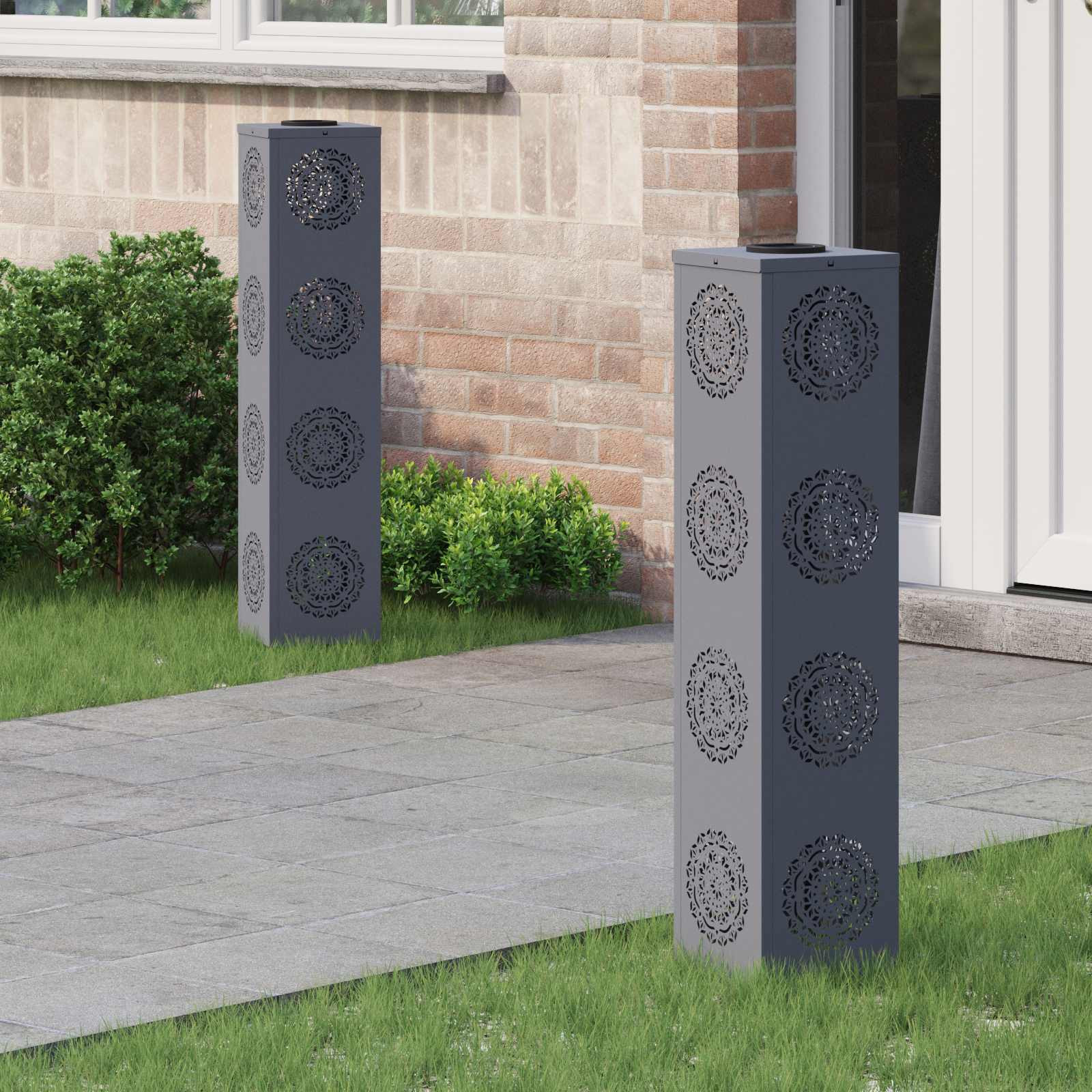 vidaXL Solar LED Weg Licht 2 pcs Warmes Weiß 18 x 18 x 80 cm