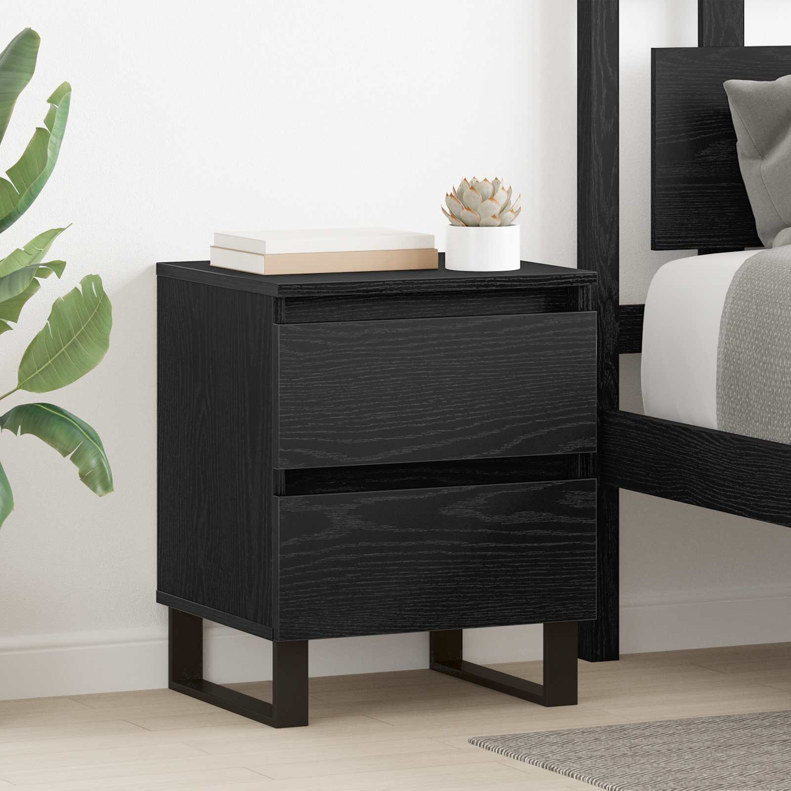 vidaXL Nachttisch Schwarz Eichen-Optik 40 x 35 x 50 cm Holzwerkstoff