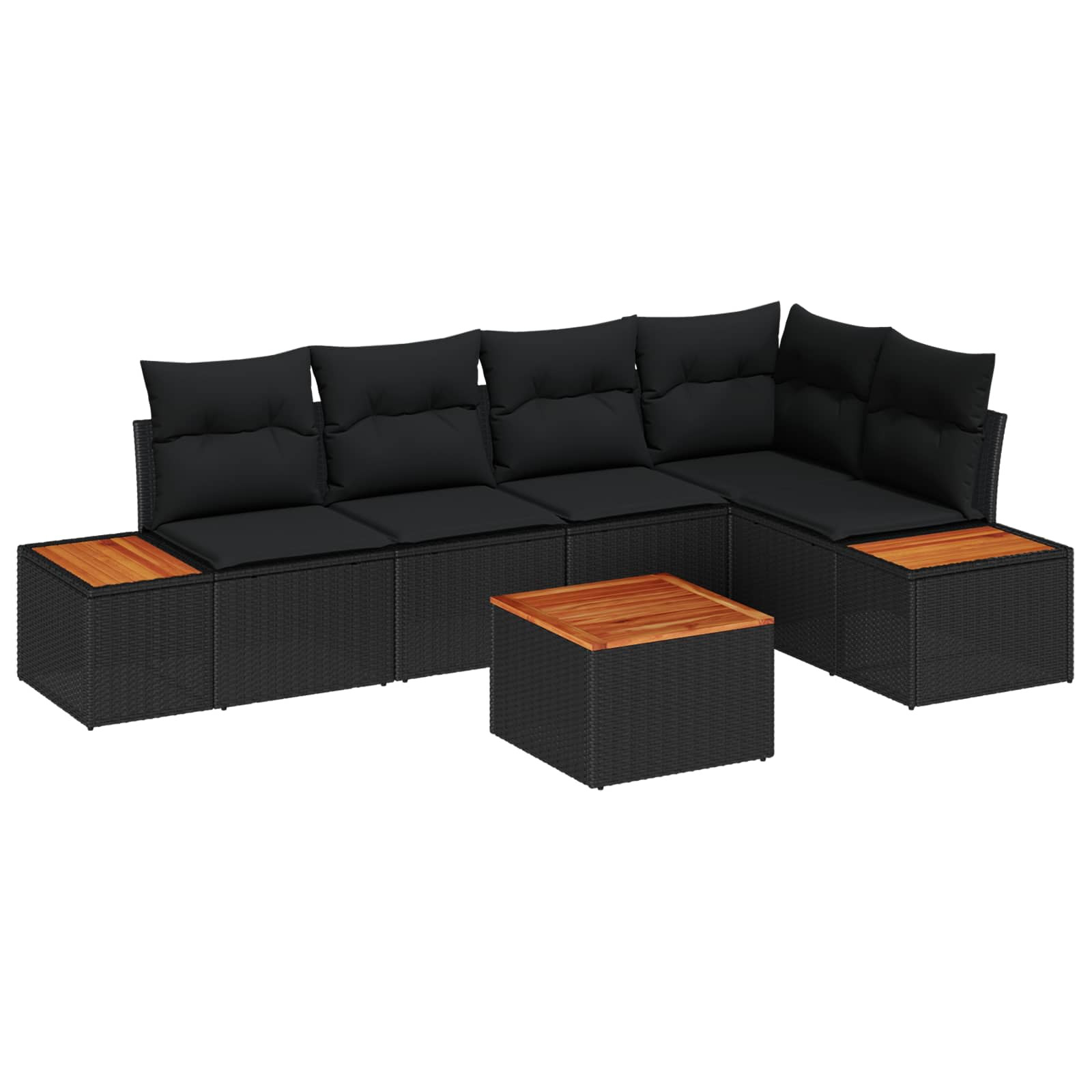 vidaXL Gartensofa-set mit Kissen 6 pcs Schwarz Poly Rattan