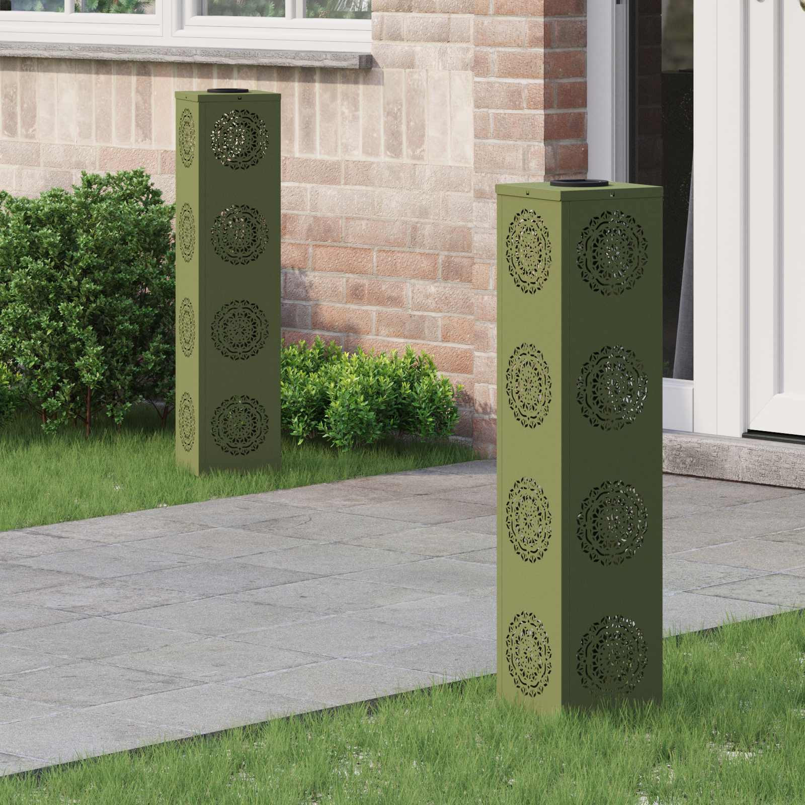vidaXL Solar LED Weg Licht 2 pcs Warmes Weiß 18 x 18 x 80 cm