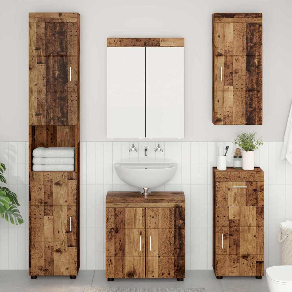 vidaXL Badezimmer-Wandschrank mit Tür TULUM Altholz 37 x 24,5 x 86 cm