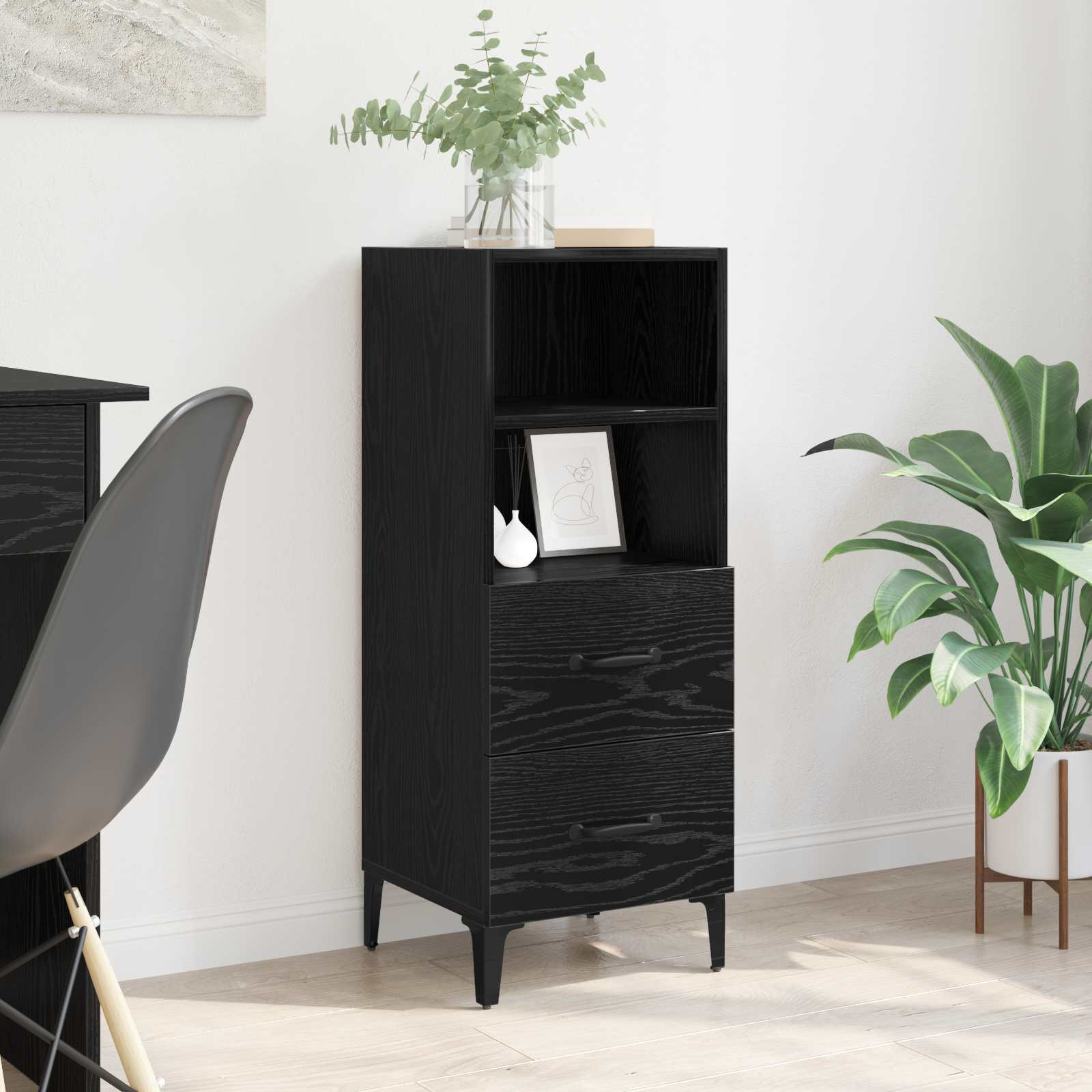 vidaXL Sideboard Schwarz Eichen-Optik 34 x 34,5 x 90 cm Holzwerkstoff