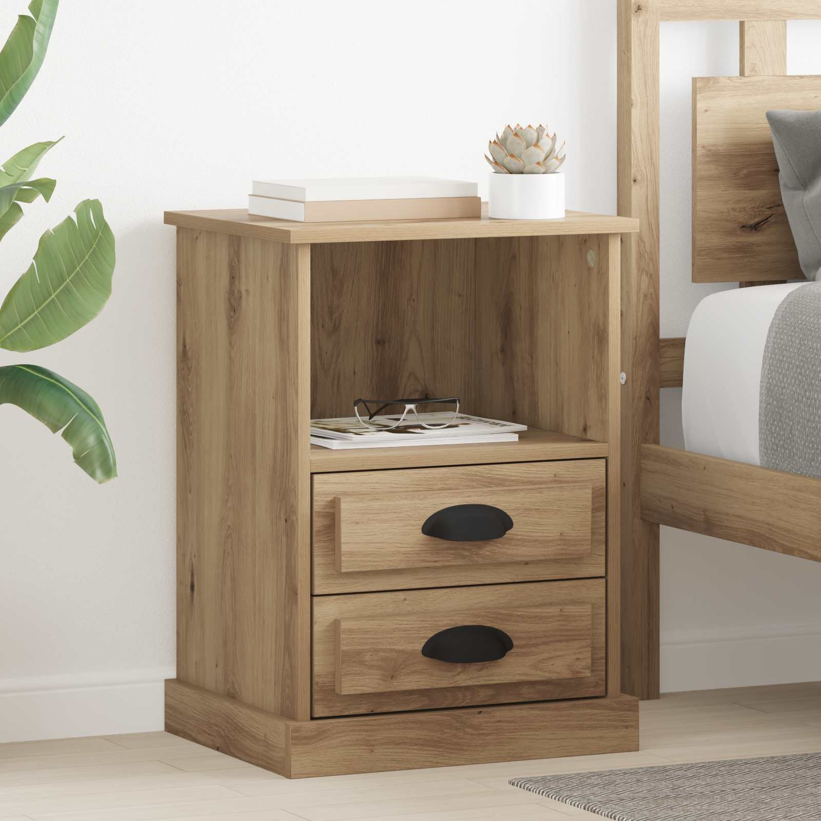 vidaXL Nachttisch 2 Stk. Artisan-Eiche 36 x 43 x 60 cm Holzwerkstoff