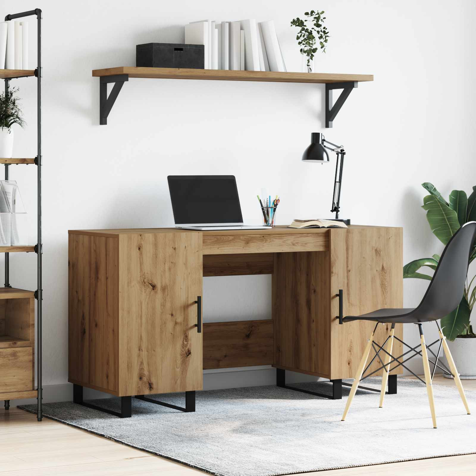vidaXL Schreibtisch Artisan-Eiche Holzwerkstoff 140 x 50 x 75 cm