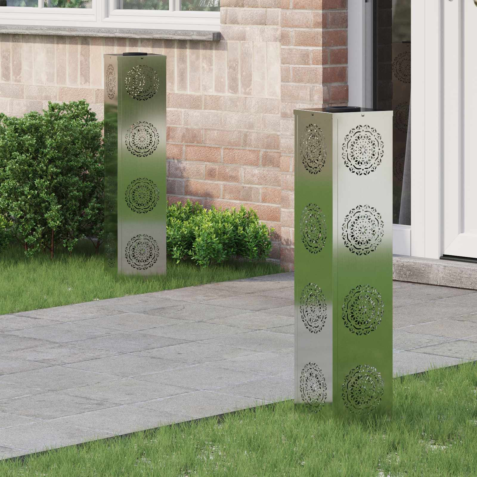 vidaXL Solar LED Weg Licht 2 pcs Warmes Weiß 18 x 18 x 80 cm