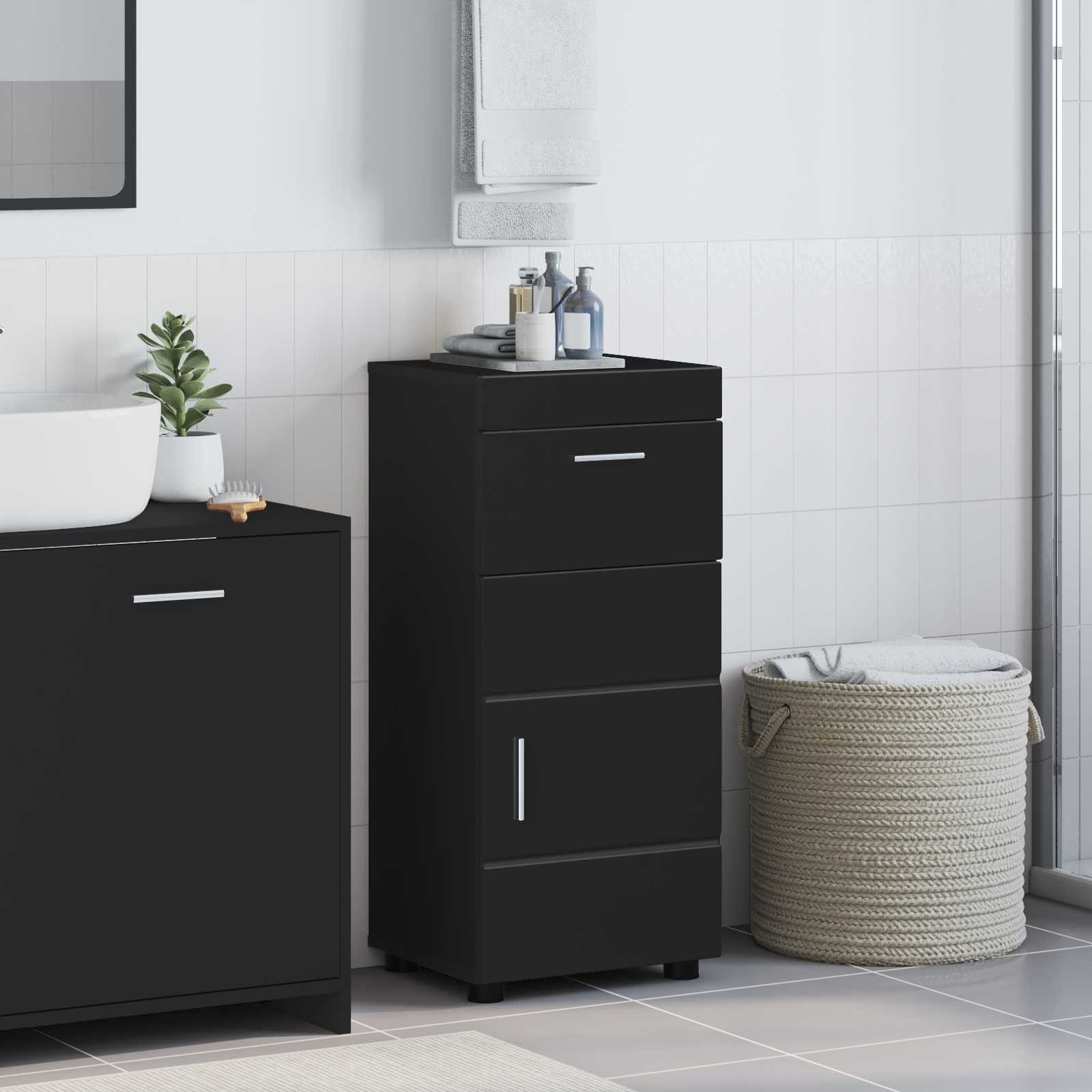 vidaXL Badezimmerschrank-Set TULUM Schwarz 37 x 31,5 x 82 cm