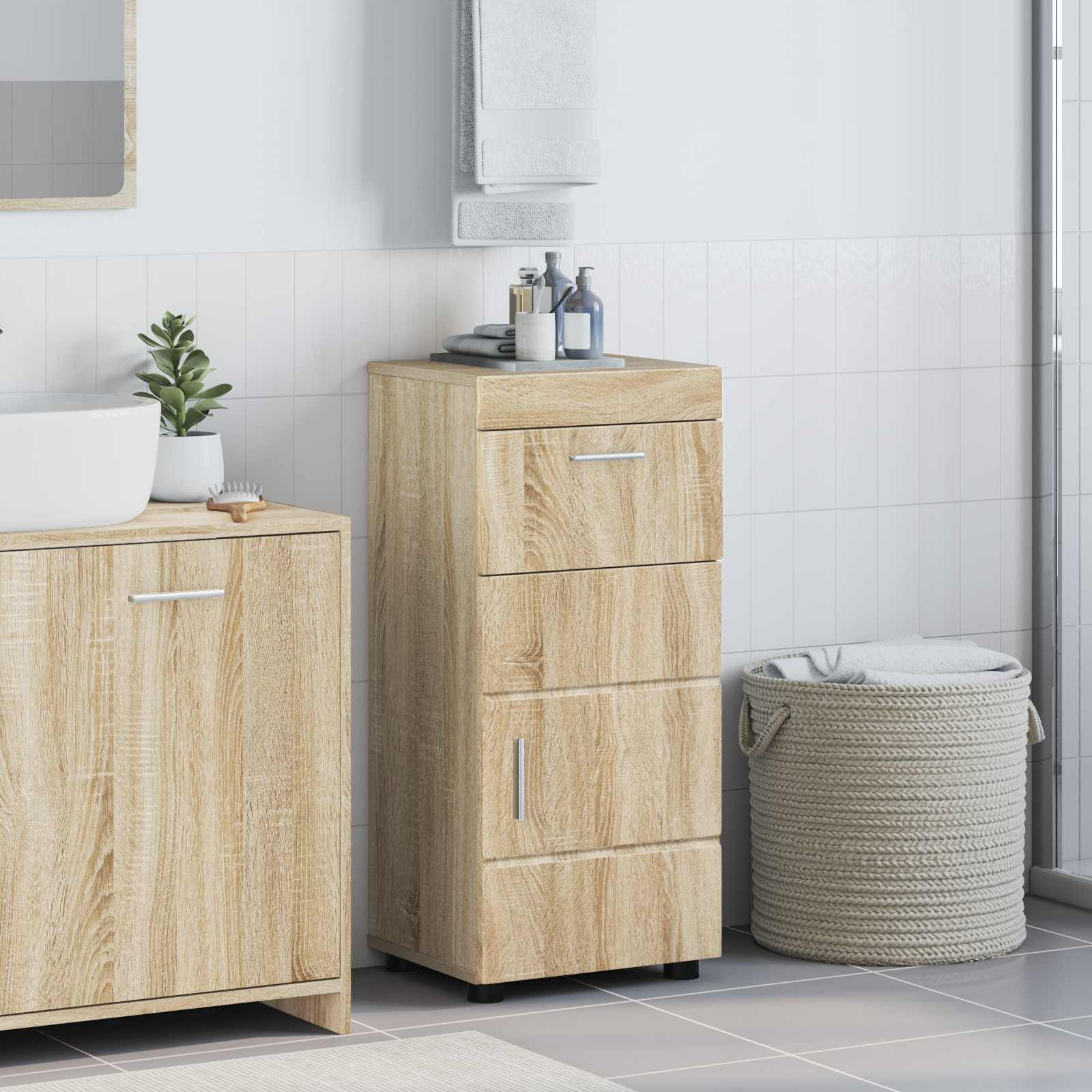 vidaXL Badezimmerschrank-Set TULUM Sonoma-Eiche 37 x 31,5 x 82 cm