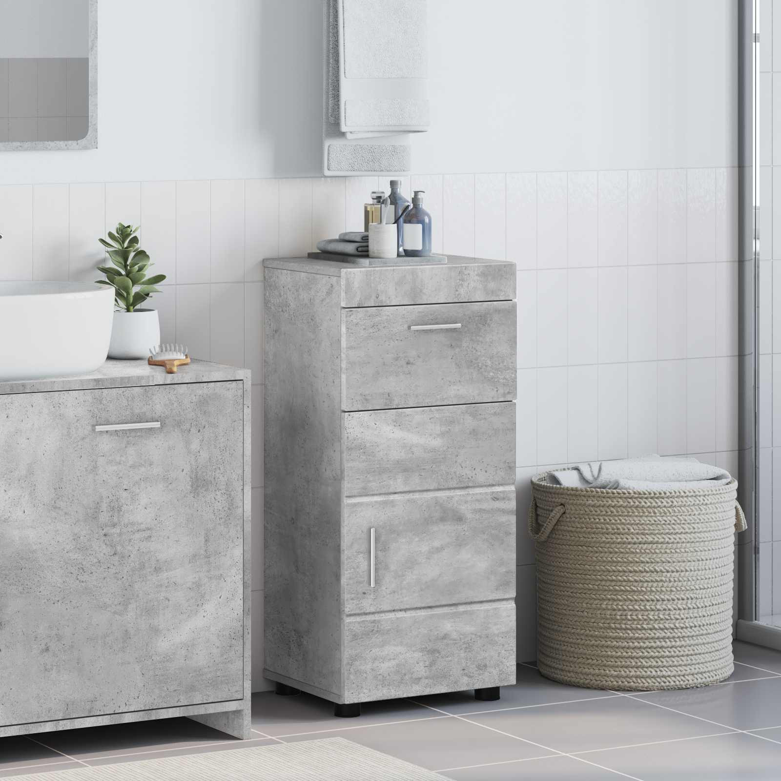 vidaXL Badezimmerschrank-Set TULUM Beton Grau 37 x 31,5 x 82 cm
