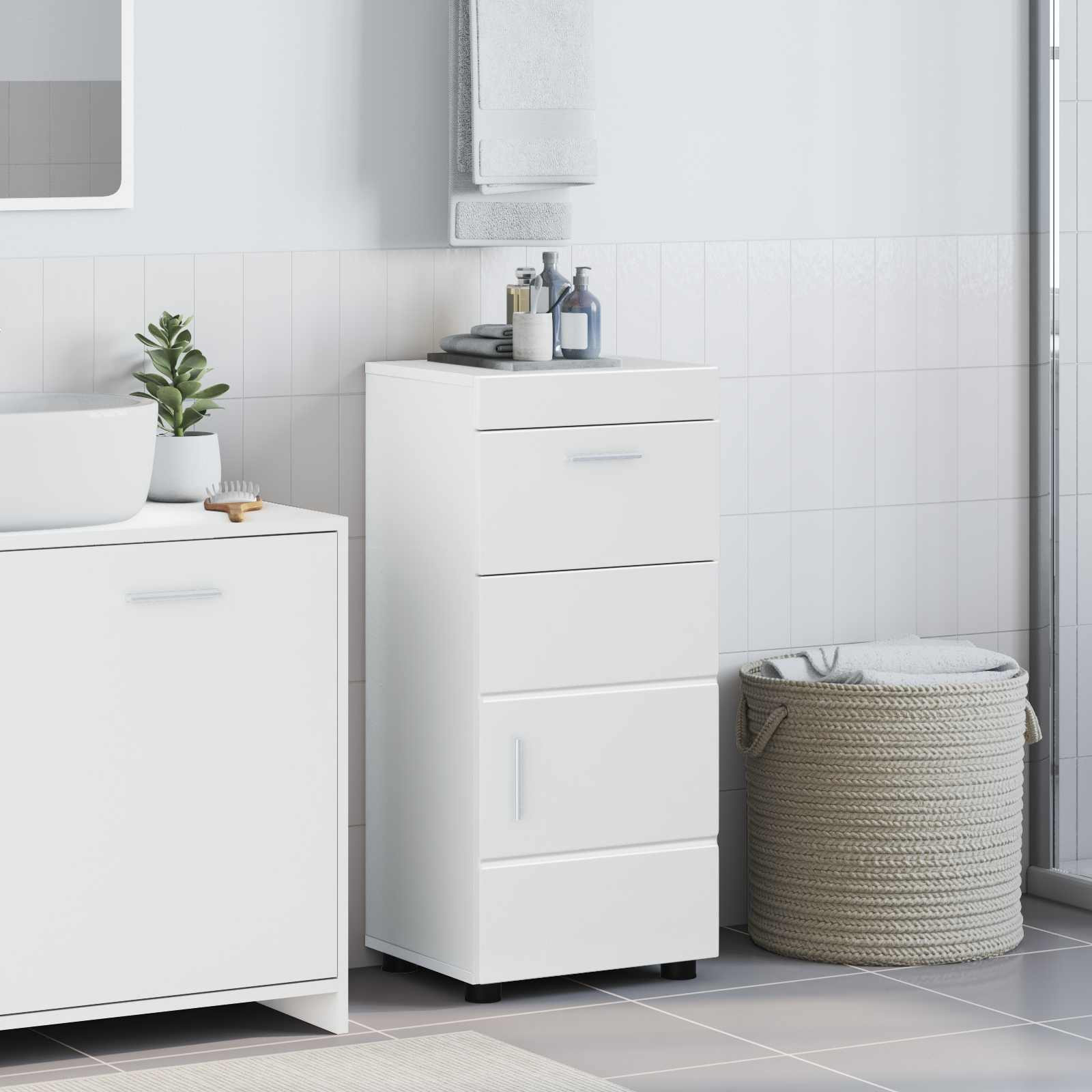 vidaXL Badezimmerschrank-Set TULUM Hochglanz Weiß 37 x 31,5 x 82 cm