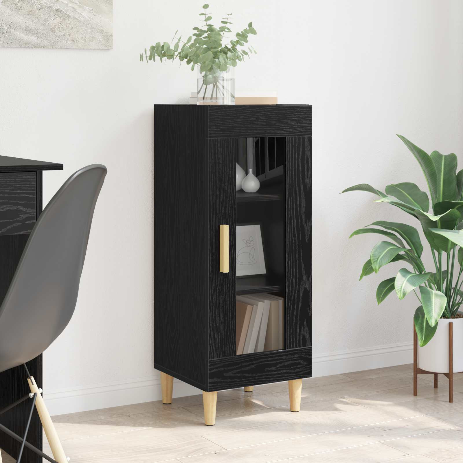 vidaXL Sideboard Schwarz Eichen-Optik 34,5 x 32,5 x 90 cm