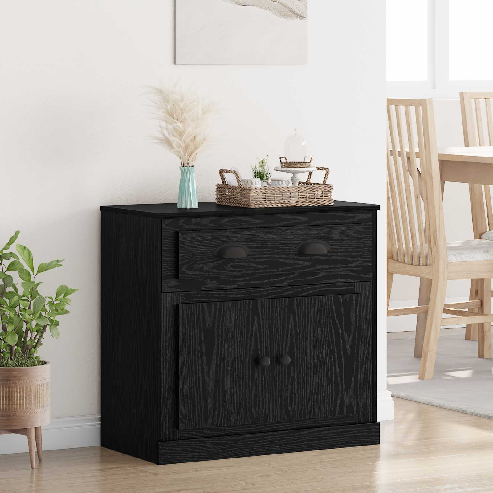 vidaXL Highboard Schwarz Eichen-Optik 70 x 35,5 x 67,5 cm