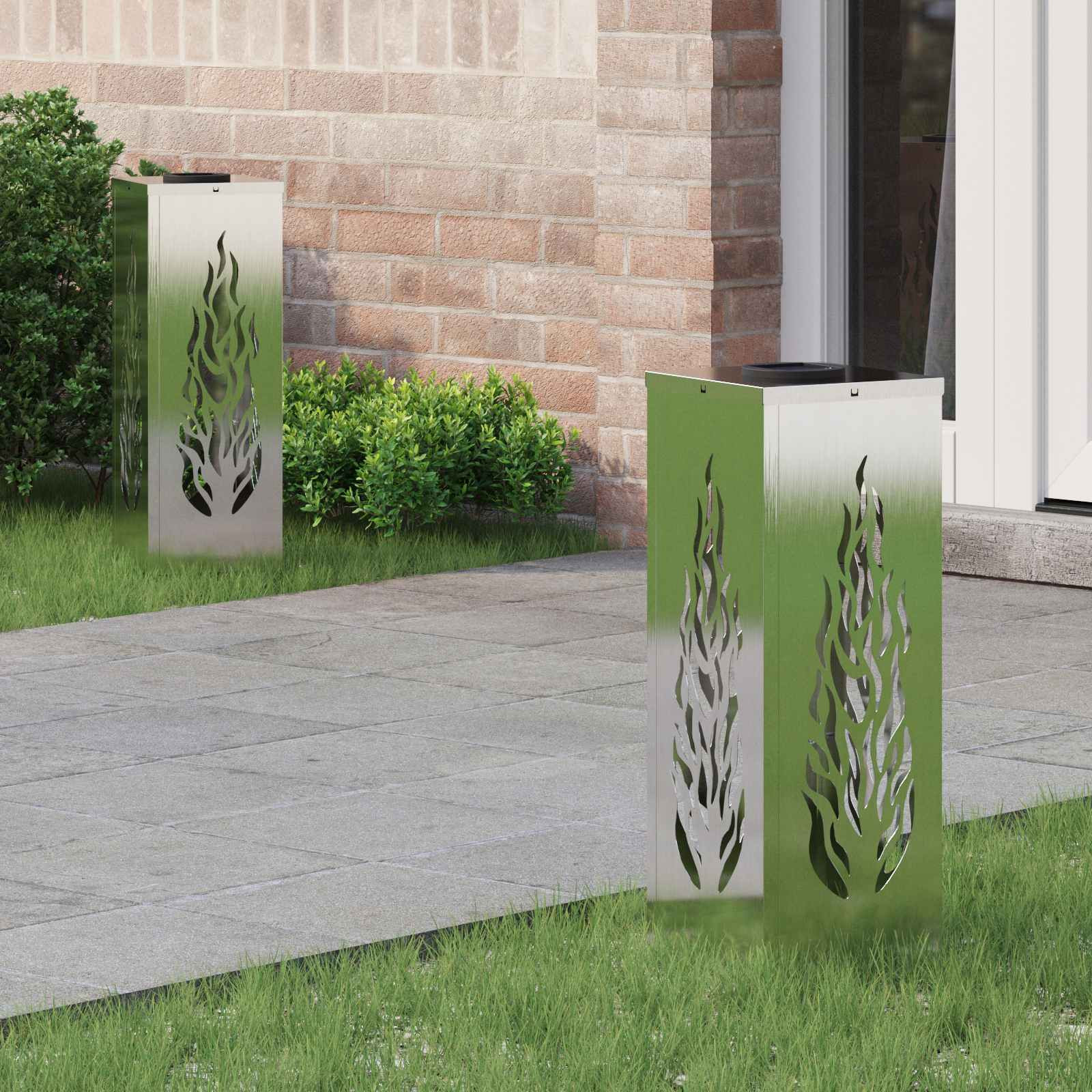 vidaXL Solar LED Weg Licht 2 pcs Warmes Weiß 18 x 18 x 50 cm Edelstahl