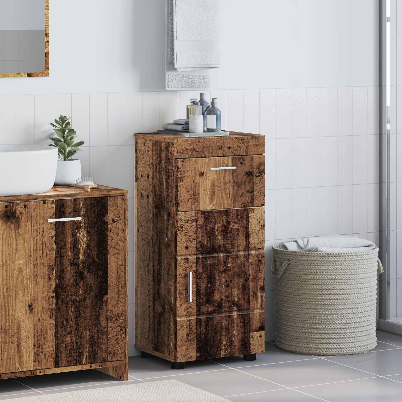vidaXL Badezimmerschrank-Set TULUM Altholz 37 x 31,5 x 82 cm