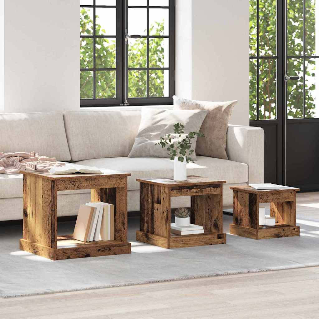 vidaXL Couchtisch 3 pcs Altholz Holzwerkstoff