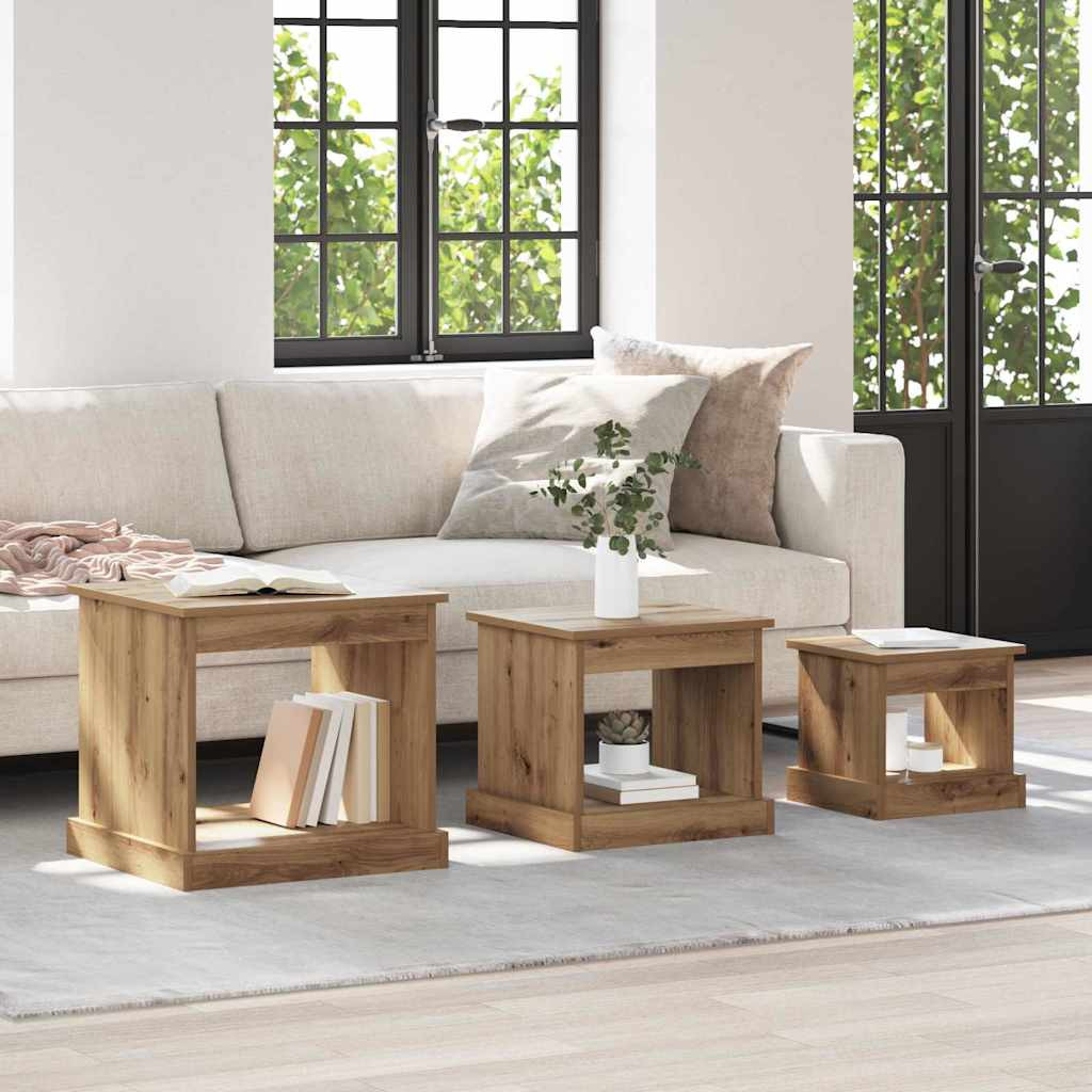 vidaXL Couchtisch 3 pcs Artisan-Eiche 48 x 45 x 45 cm Holzwerkstoff