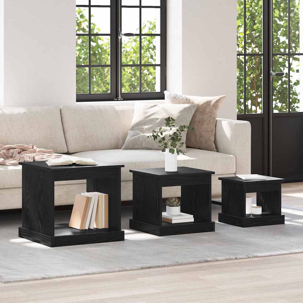 vidaXL Couchtisch 3 pcs Schwarz Eichen-Optik Holzwerkstoff