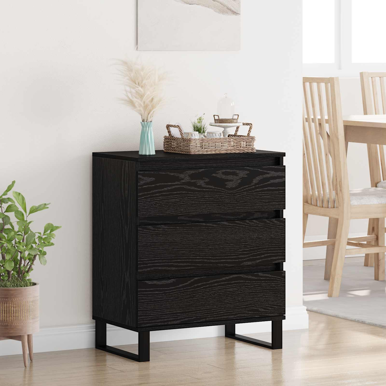 vidaXL Sideboard Schwarz Eichen-Optik 60 x 35 x 70 cm Holzwerkstoff