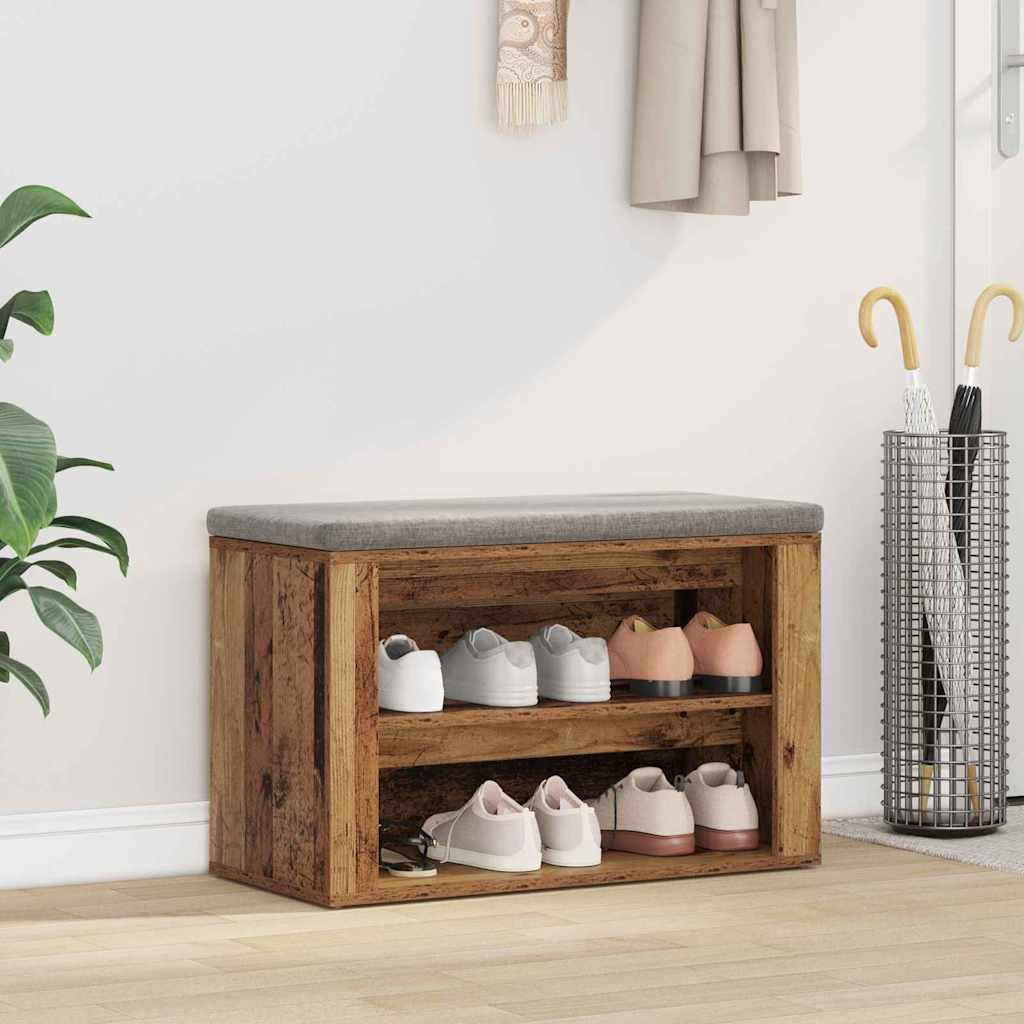 vidaXL Schuhregal mit Regal Altholz 75 x 35 x 45 cm Holzwerkstoff
