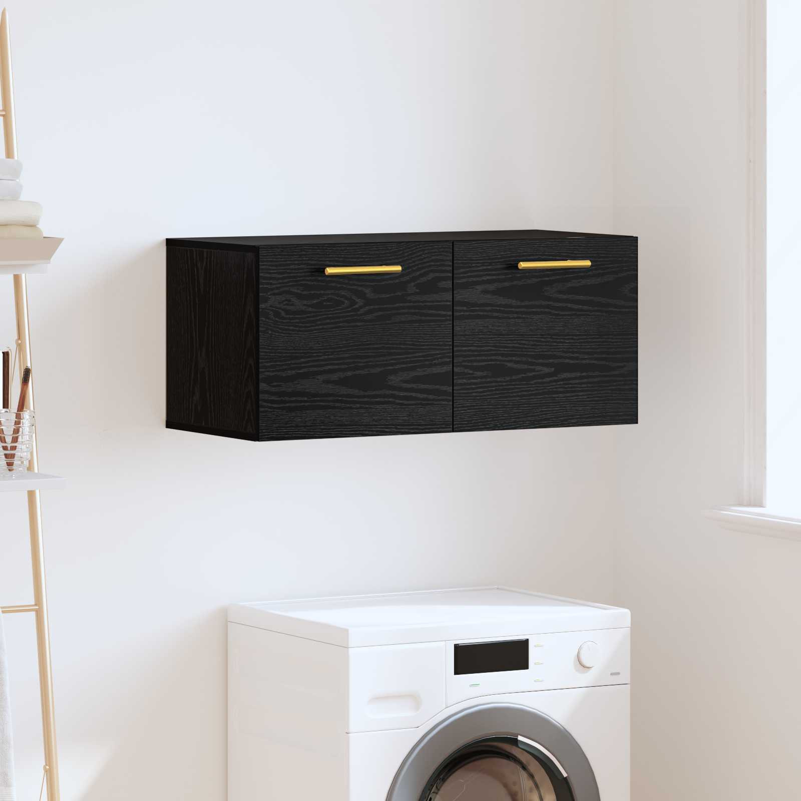 vidaXL Wandschrank Wandmontiert Schwarz Eichen-Optik 80 x 36.5 x 35 cm