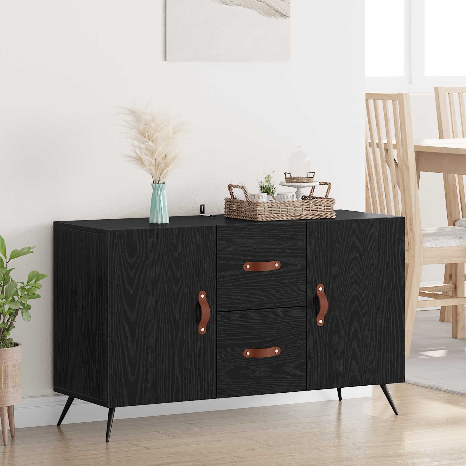 vidaXL Sideboard Schwarz Eichen-Optik 100 x 36 x 60 cm Holzwerkstoff