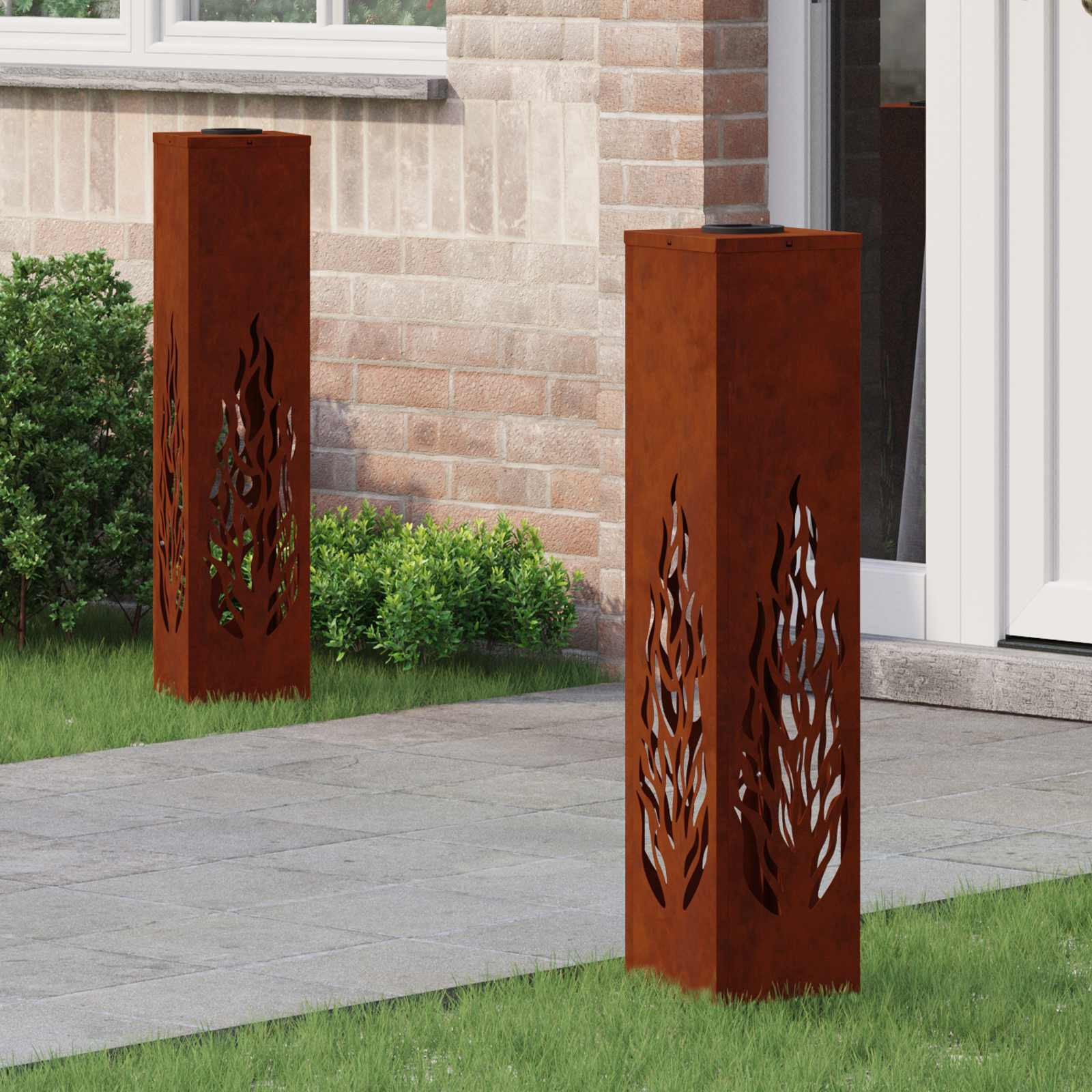 vidaXL Solar LED Weg Licht 2 pcs Warmes Weiß 18 x 18 x 80 cm