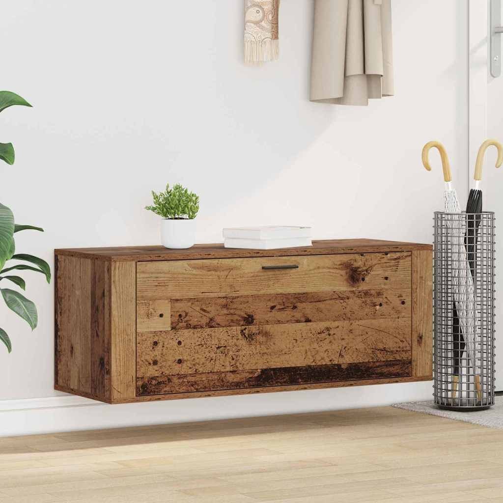 vidaXL Schuhschrank mit Regal Altholz 100 x 35 x 38 cm Holzwerkstoff