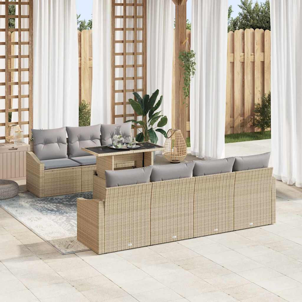 vidaXL Gartensofa-set mit Kissen 8 pcs Beige und Hellgrau Poly-Rattan