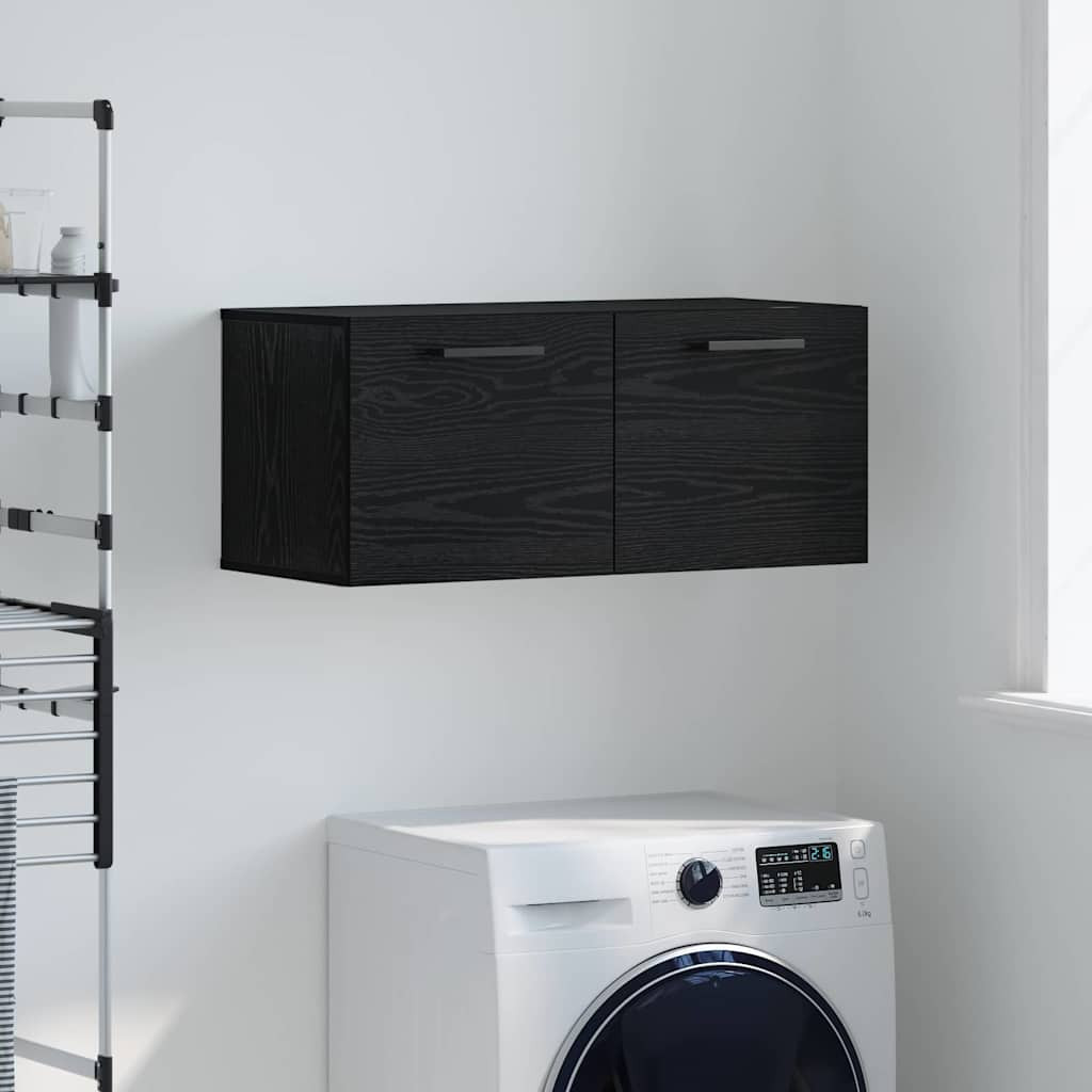 vidaXL Wandschrank Wandmontiert Schwarz Eichen-Optik 80 x 36.5 x 35 cm
