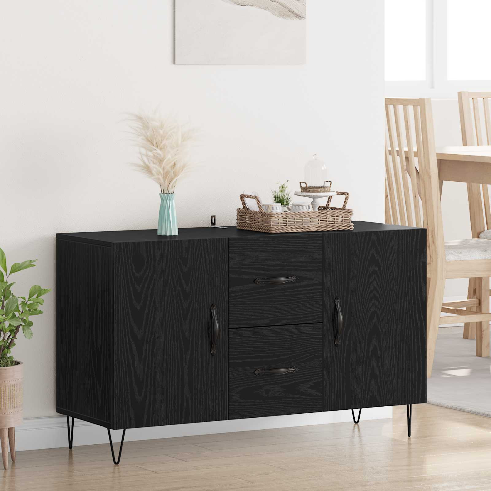 vidaXL Sideboard Schwarz Eichen-Optik 100 x 36 x 60 cm Holzwerkstoff