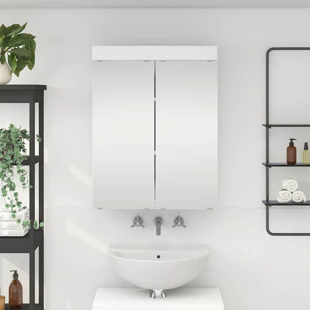 vidaXL Badezimmerspiegelschrank mit Regal TULUM Weiß 60 x 16,5 x 78 cm