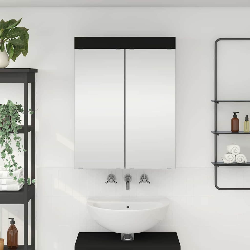 vidaXL Badezimmerspiegelschrank TULUM Schwarz 60 x 16,5 x 78 cm