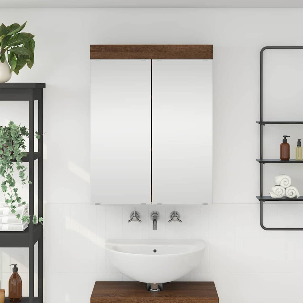 vidaXL Badezimmerspiegelschrank TULUM Braun Eichen-Optik Holzwerkstoff