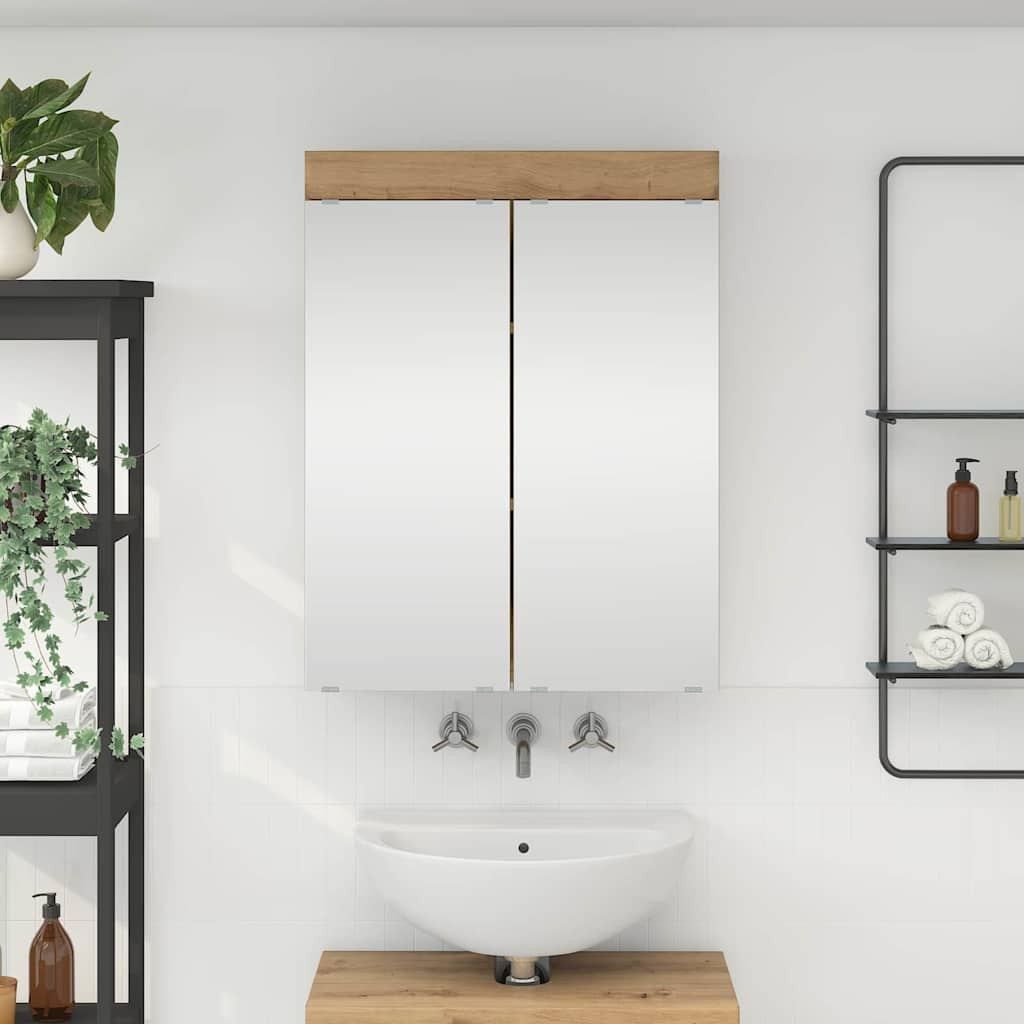 vidaXL Badezimmerspiegelschrank TULUM Artisan-Eiche 60 x 16,5 x 78 cm
