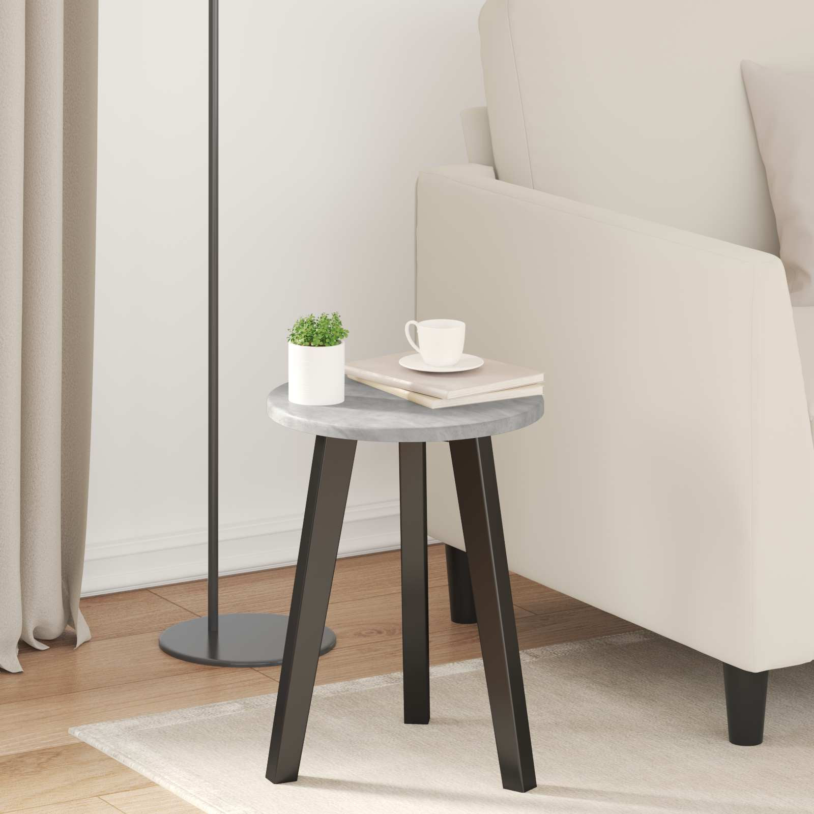 vidaXL Tischplatte Ø 30 x 1,5 cm Rund Holzwerkstoff Betongrau