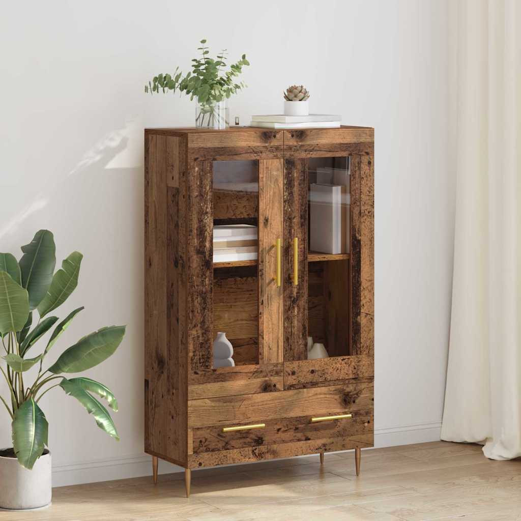 vidaXL Highboard Altholz 69,5 x 31 x 115 cm Engineered Wood und Glas