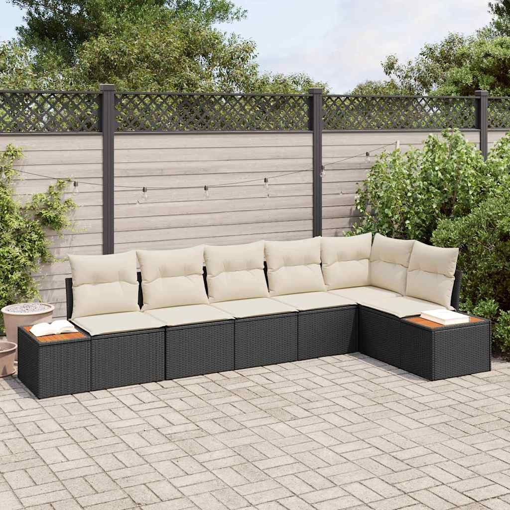 vidaXL Gartensofa-set mit Kissen 6 pcs Schwarz Poly Rattan