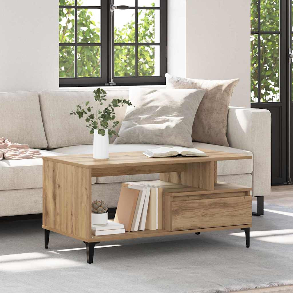 vidaXL Couchtisch Artisan-Eiche 90 x 49 x 45 cm Holzwerkstoff