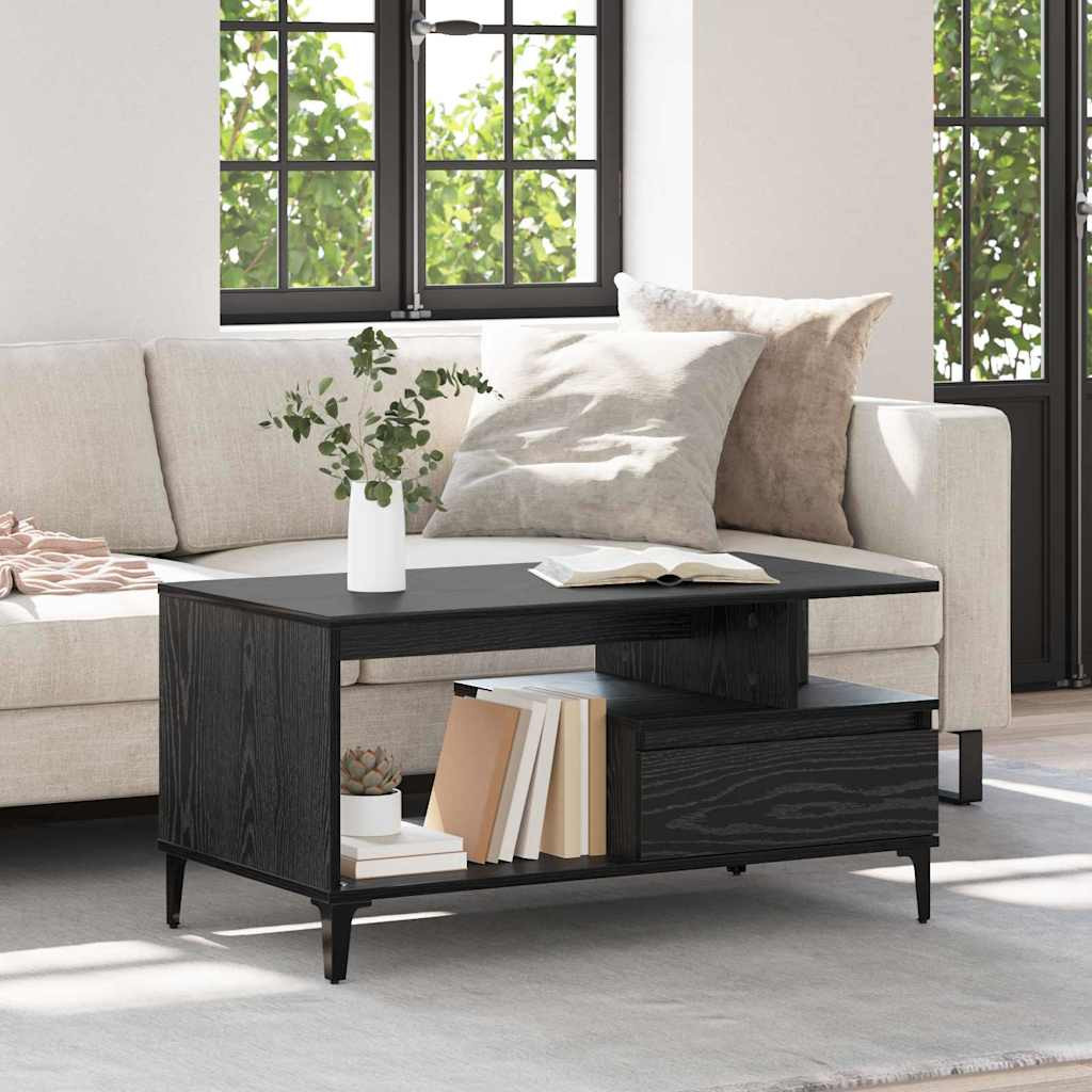 vidaXL Couchtisch Schwarz Eichen-Optik 90 x 49 x 45 cm Holzwerkstoff