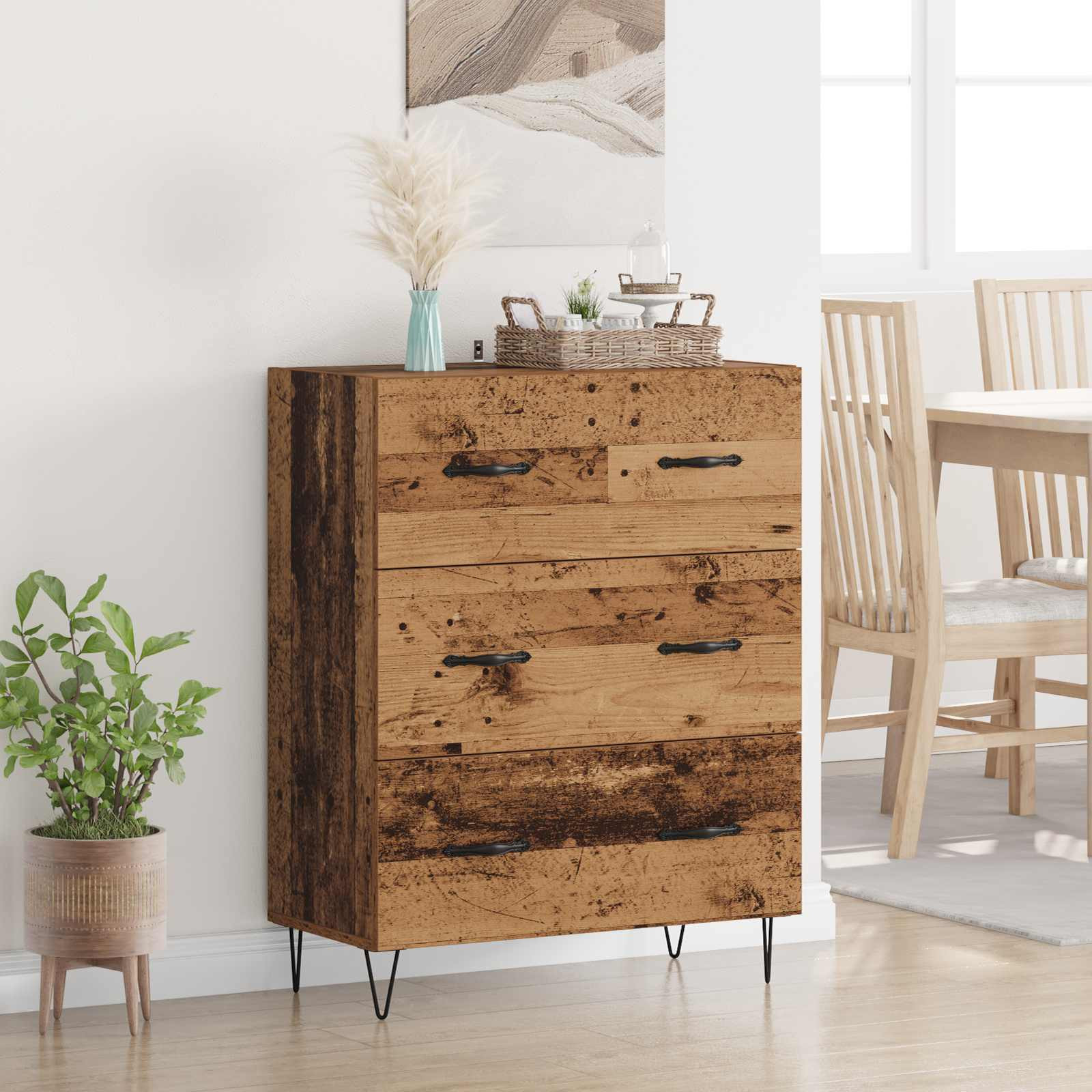 vidaXL Sideboard Altholz 69,5 x 34 x 90 cm Verbundholz und Eisen