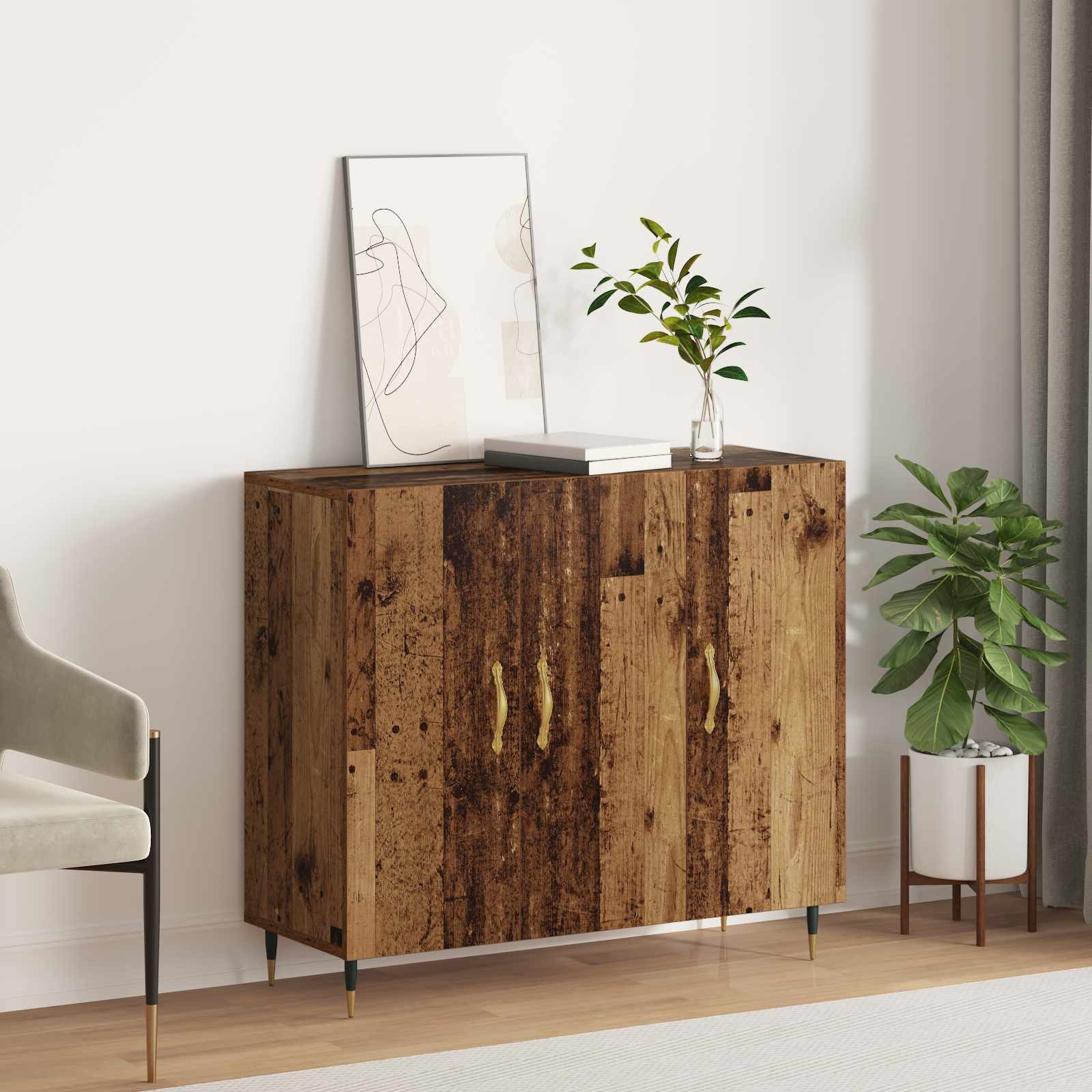 vidaXL Sideboard Altholz 90 x 34 x 80 cm Holzwerkstoff