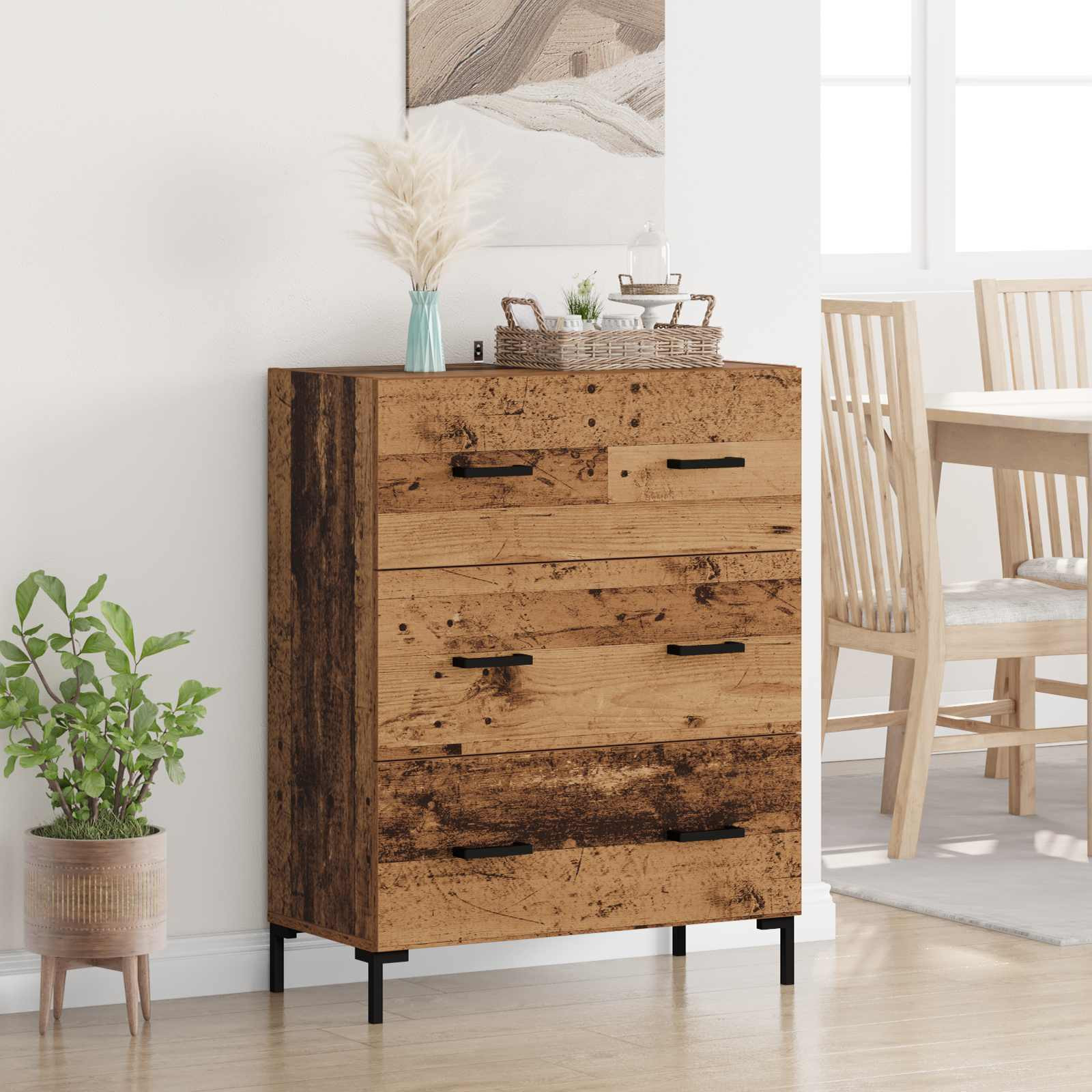 vidaXL Sideboard Altholz 69,5 x 34 x 90 cm Verbundholz und Eisen