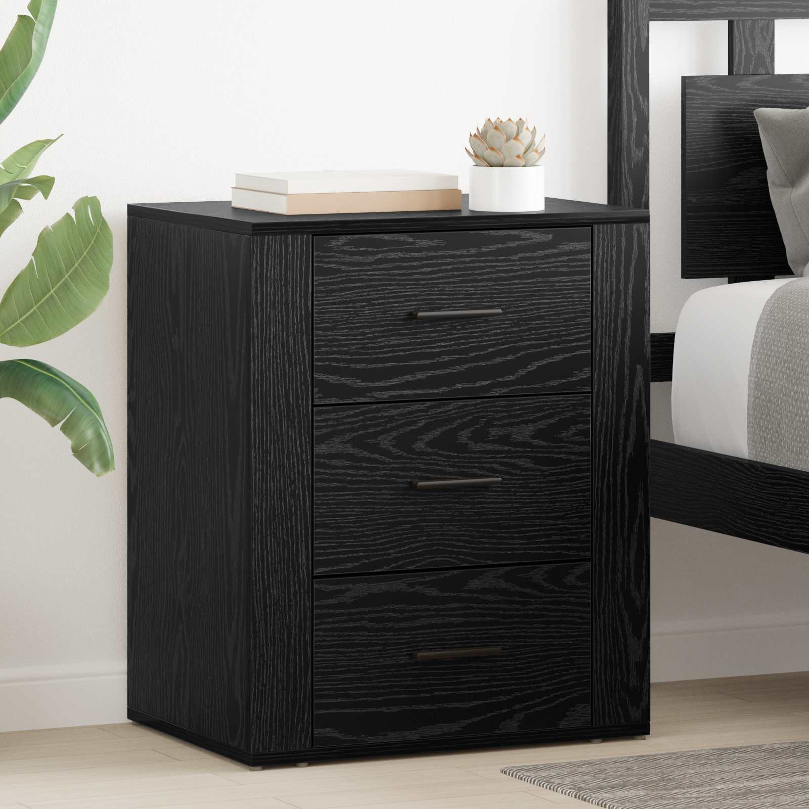 vidaXL Nachttisch Schwarz Eichen-Optik 35 x 50 x 60 cm Holzwerkstoff