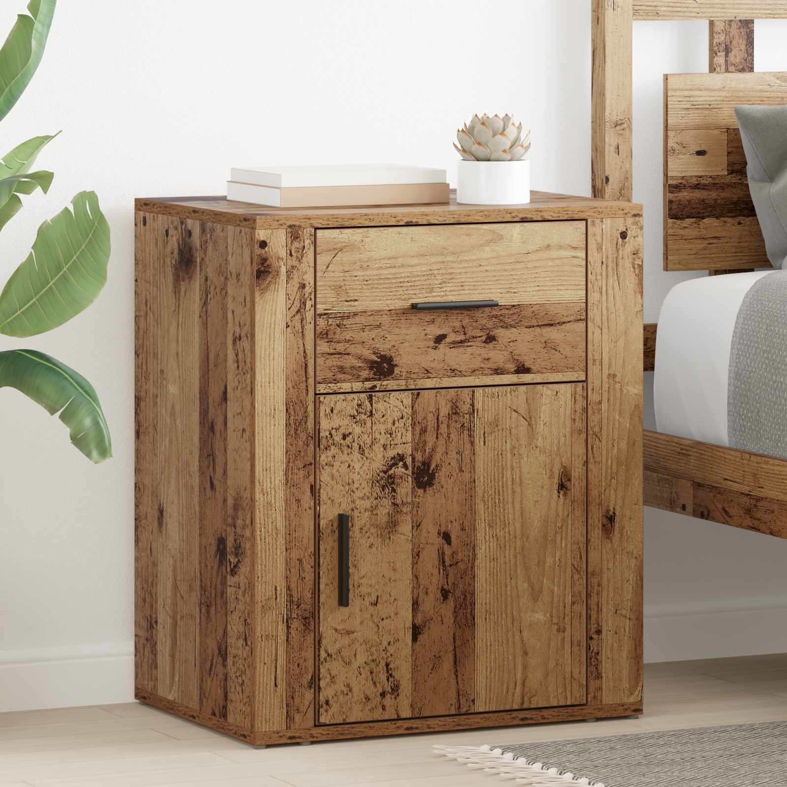 vidaXL Nachttisch mit Schubladen Altholz 35 x 50 x 60 cm Holzwerkstoff