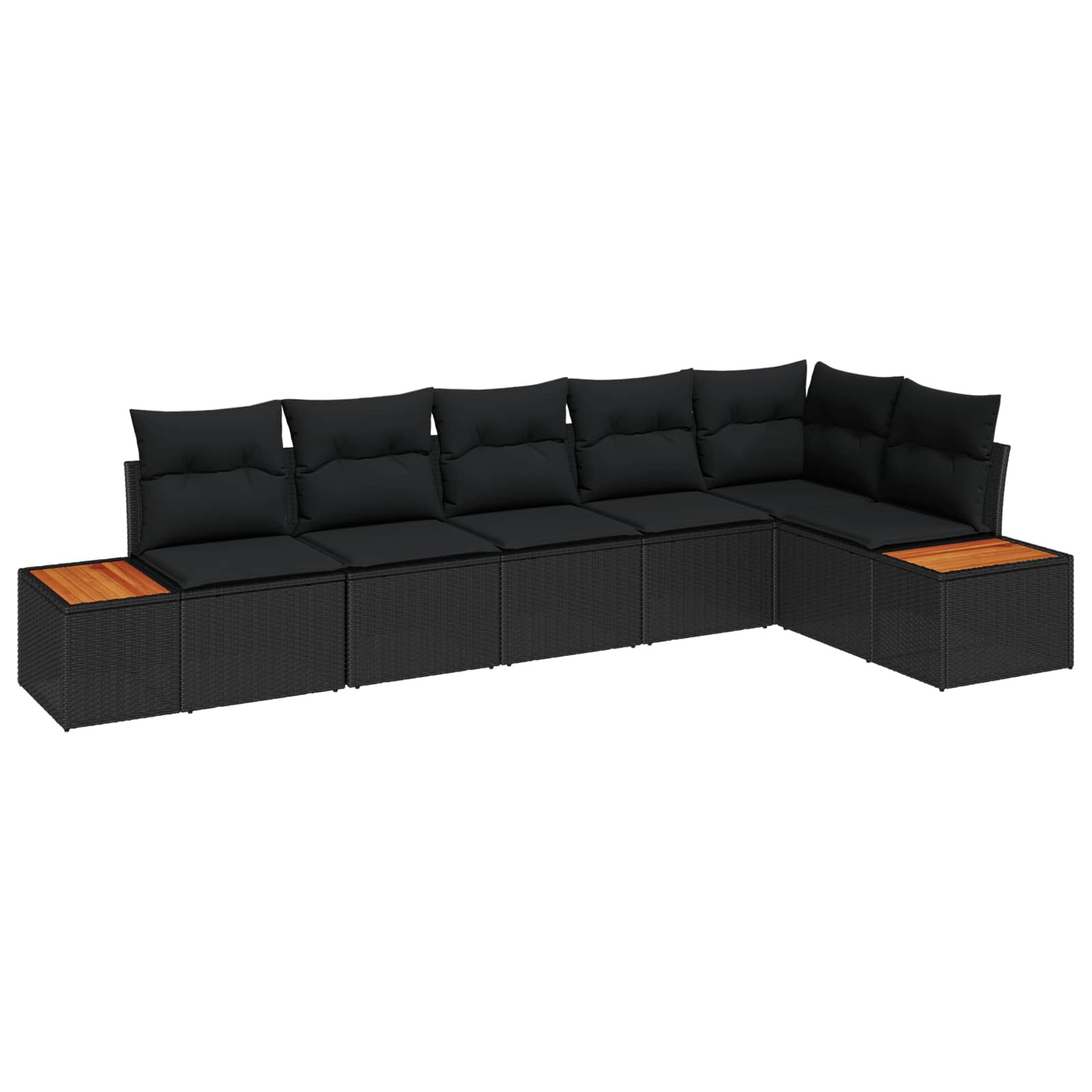 vidaXL Gartensofa-set mit Kissen 6 pcs Schwarz Poly Rattan