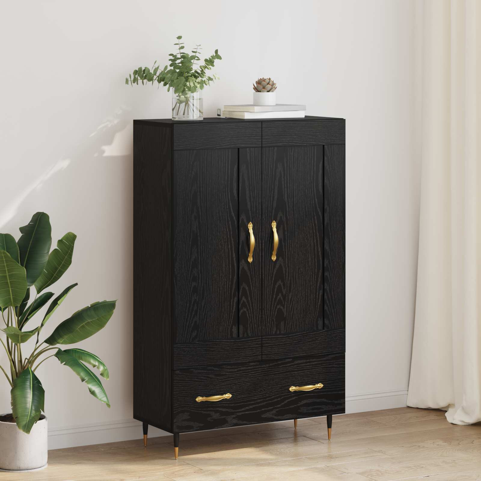 vidaXL Highboard Schwarz Eichen-Optik 69,5 x 31 x 115 cm Holzwerkstoff
