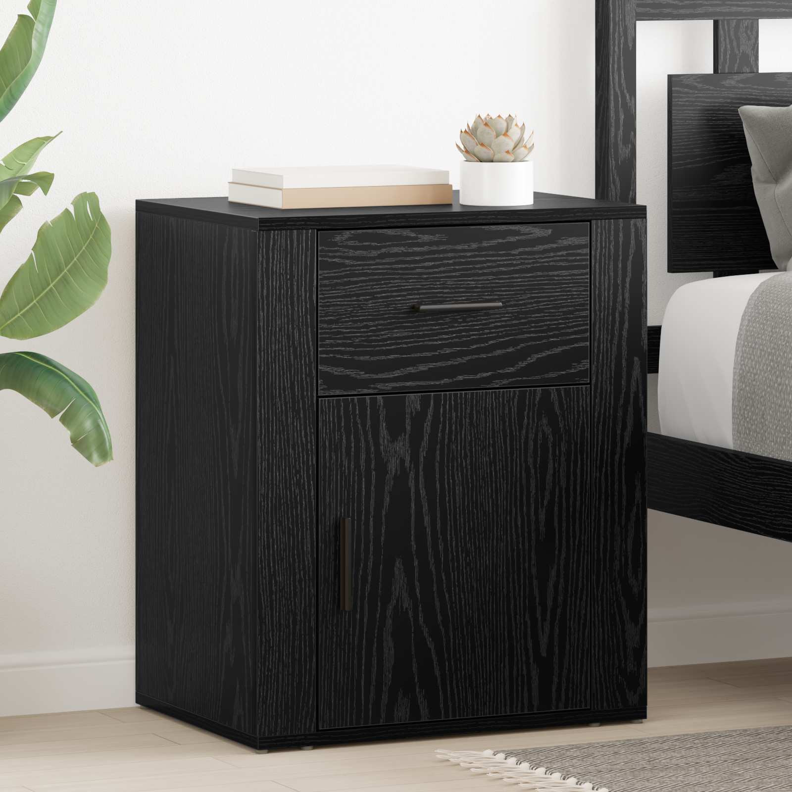 vidaXL Nachttisch Schwarz Eichen-Optik 35 x 50 x 60 cm Holzwerkstoff