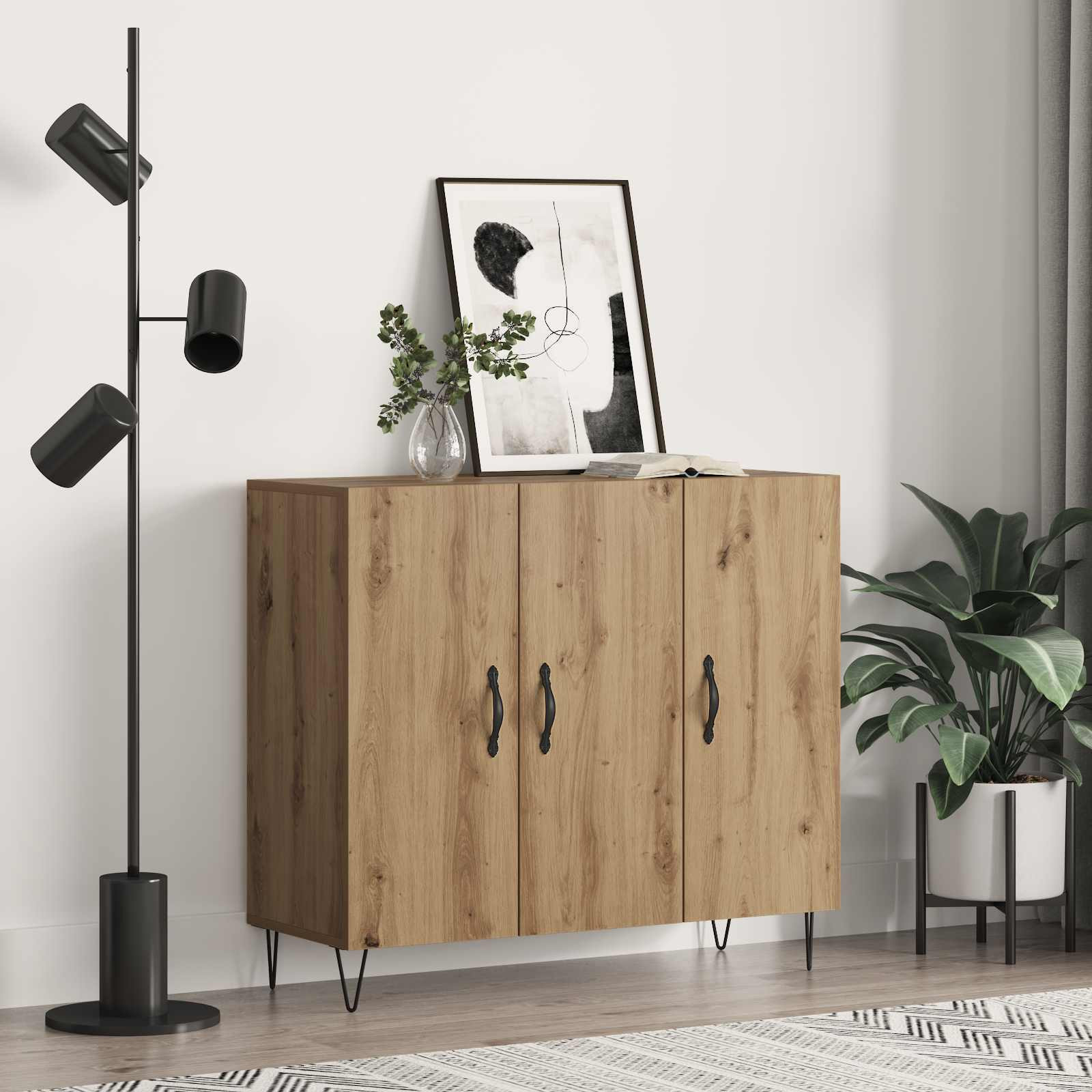 vidaXL Sideboard Artisan-Eiche 90 x 32,5 x 80 cm Holzwerkstoff